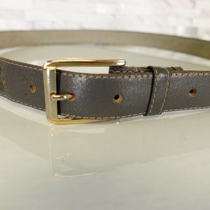 Vintage Belt Women 34 Medium Gray Genuine Leather Gold Buckle Dress‎ Work Formal